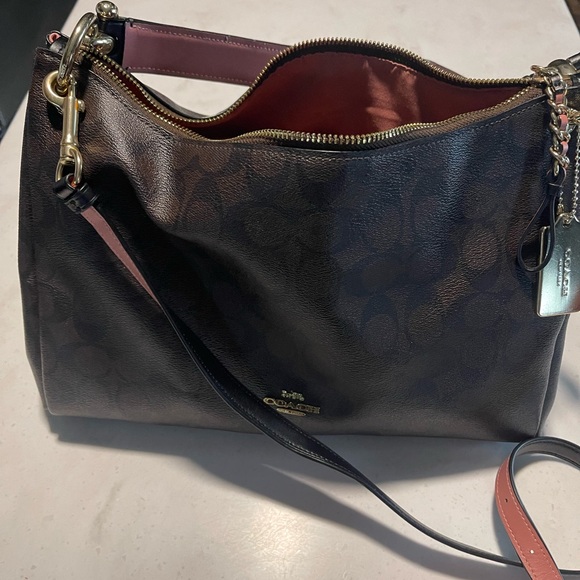 Coach shoulder Hand bag Purse Brown & Pink Flawless Like NEW adjustable strap - Picture 8 of 14